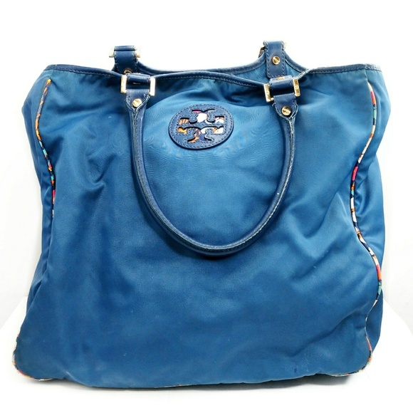Tory Burch Handbags - Tory Burch Nylon Blue Large Floral Interior Tote